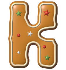 Fototapeta premium Festive Gingerbread Cookie Font with White Glaze and Colorful Holiday Sprinkles K