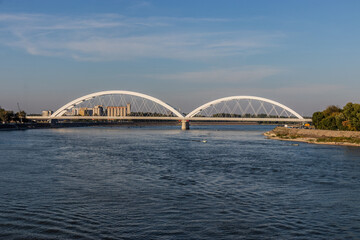 Fototapeta premium Zezelj Bridge on Danube river in Novi Sad, Serbia