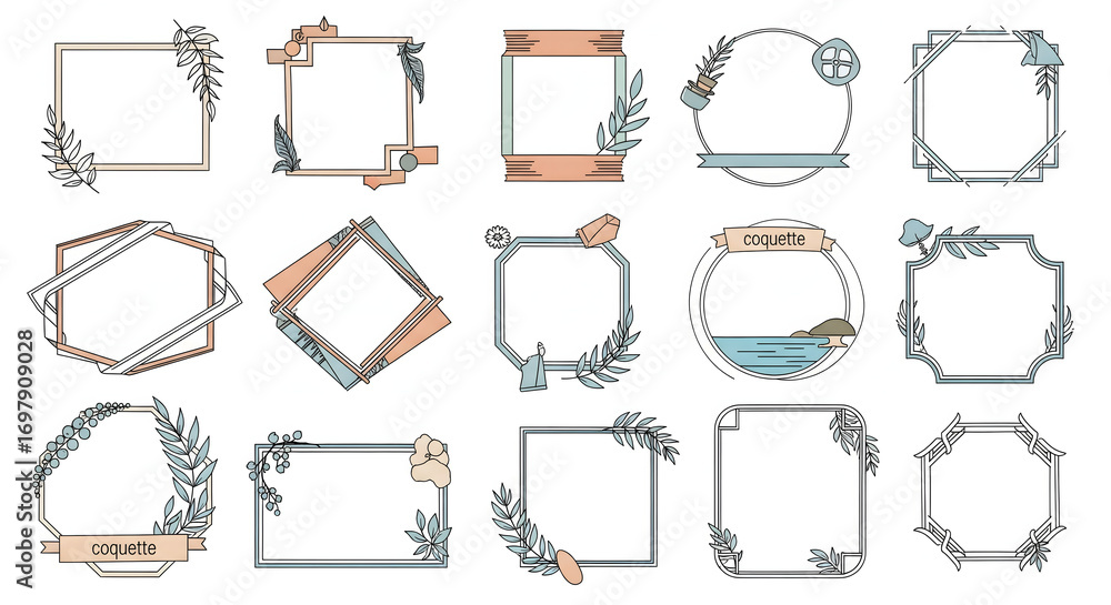 Poster geometric frame collection: a set of diverse geometric frame designs offers a creative toolkit for d