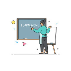 Female Teacher at Blackboard Encouraging Learning and Education