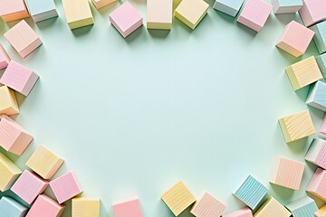 Pastel Wooden Blocks Frame, Copy Space - Minimalism