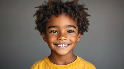Smiling young boy with curly hair