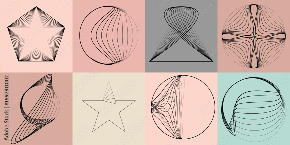 Poster lines and spirals in circle form .rotate rounded shape vector .rotating dots form a circle .rotating