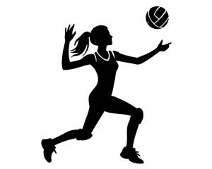Fototapeta premium Silhouette of a female volleyball player, jumping and smashing, vector illustration 