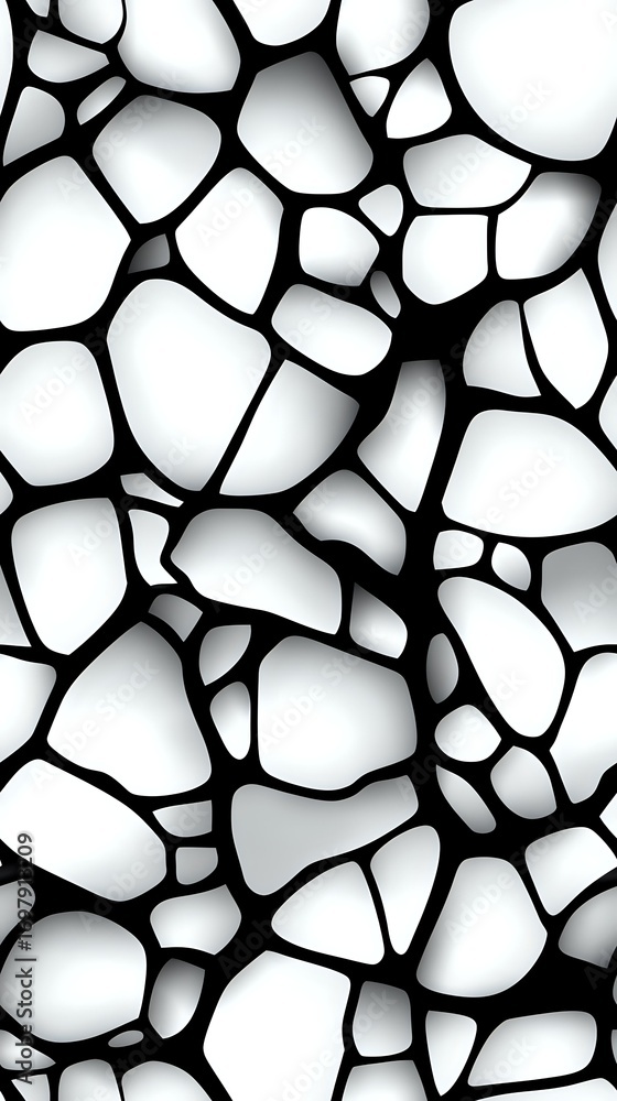Poster abstract black and white organic cellular pattern with irregular shapes and dark outlines creates se