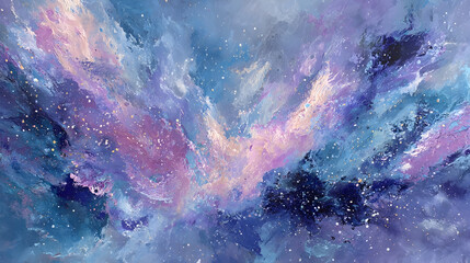 Fototapeta premium Mesmerizing abstract nebula paints a cosmic dreamscape with vibrant purples, blues, and pinks, creating a sense of wonder and infinite possibility.