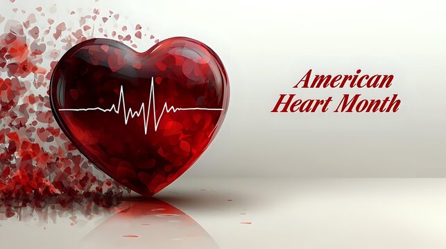 Red heart with electrocardiogram pulse trace and scattered heart particles on light background, health awareness campaign concept for cardiovascular care. - Powered by Adobe
