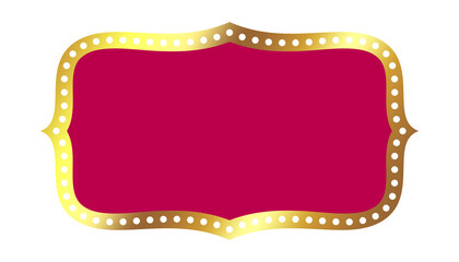 Elegant golden decorative wedding blank text box, empty gold frame design sticker on transparent background. 