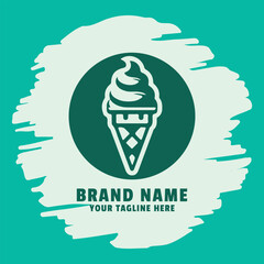 Ice cream logo design with illustration vector ice cream