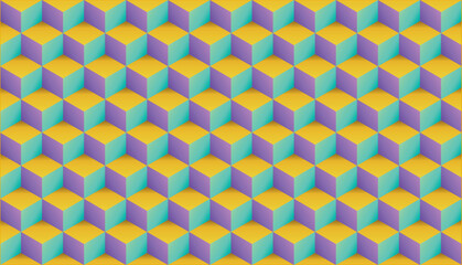 3D realistic vintage square pattern. Medern cube texture. Geometric symmetry background. Vector illustration