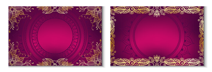 Ornate Golden Mehndi Frame Background Set