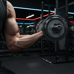 Bicep Curl with Dumbbell in Gym