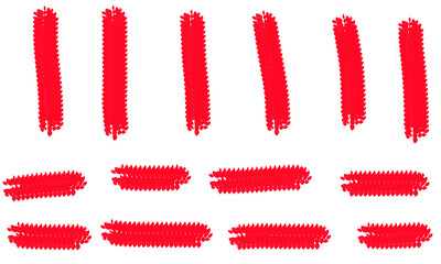 Brush strokes vector collection featuring clean, textured, set of red paint brush strokes