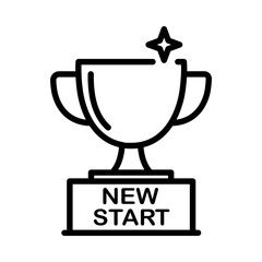 Trophy Icon with New Start Label for Motivation