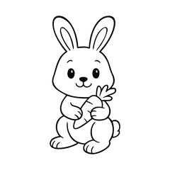 Cute bunny coloring page illustration for kids.
