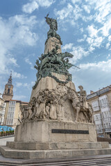 Monument to the Battle of Vitoria in Plaza de la Virgen Blanca, Vitoria-Gasteiz, Spain. Spanish Independence Monument, Historic Square, Basque Country