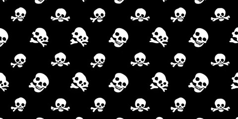 pirate seamless pattern vector crossbones Halloween kull isolated background wllpaper black