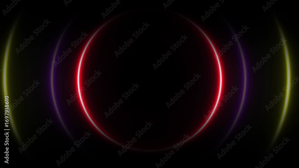 Aufkleber abstract digital light rings creating a vibrant glowing tunnel effect with modern neon colors on a d