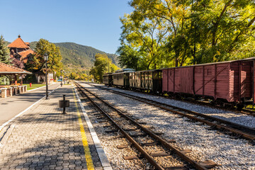 Old train at the railway station in Mokra Gora, Serbia