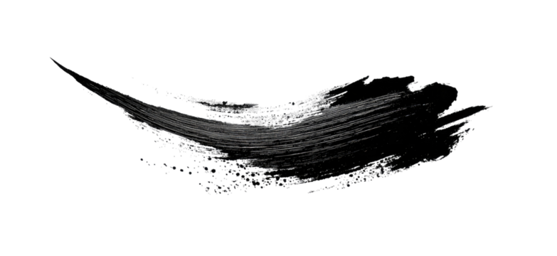 Abstract brushstroke of dark gray, textured, and streaked paint