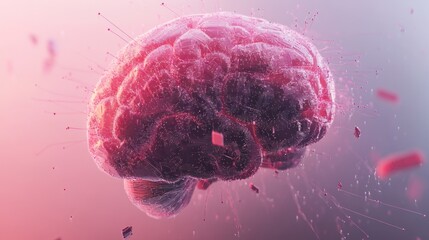 Futuristic Brain: Digital Rendering of a Glowing, Circuit-Like Cerebral Structure.