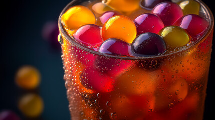 Boba Tea Delight Glass Colorful Boba Refreshing Pearls Drink Beverage