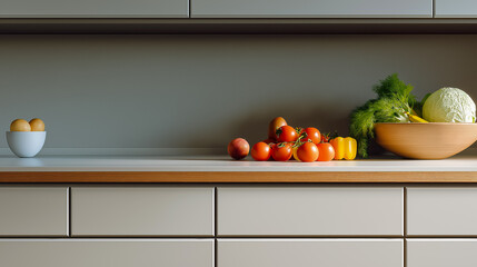 Modern Kitchen Still Life with Fresh Vegetables and Eggs, Healthy lifestyle