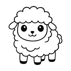 Simple sheep coloring page illustration for kids.