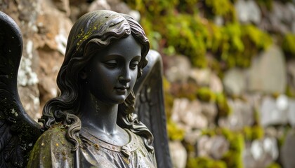 Obraz premium Close-up of a dark angel statue