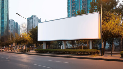 Urban advertising billboard with blank space for your message city background
