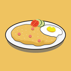 Indonesian Fried Rice Vector Illustration in Flat Style