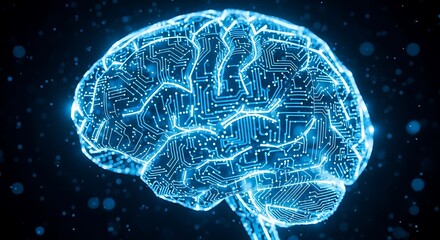 Digital Brain Circuitry Illuminates Cognitive Computing and Artificial Intelligence Concepts in a Glowing Abstract Representation