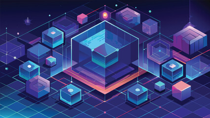 Futuristic data visualization concept illustrating network architecture and digital connectivity on a grid background