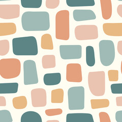 Seamless pattern with abstract shapes in a cool, modern color palette. A trendy design
