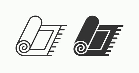 Prayer rug icons collection, outline and glyph styles on white background.