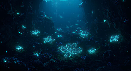 Obraz premium Ethereal Underwater Cave Entrance
