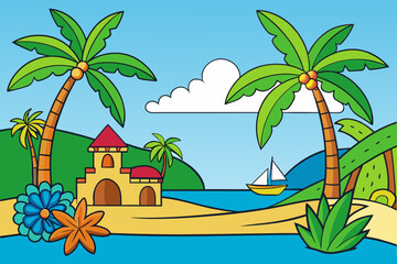 beach with palm trees