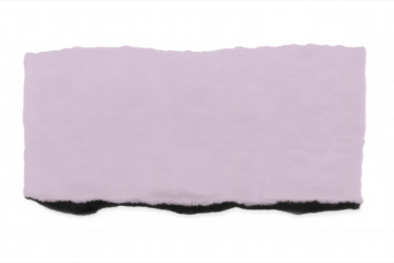 Torn light purple paper rectangle with dark frayed edges, positioned on transparent backdrop, offering clean graphic design workspace