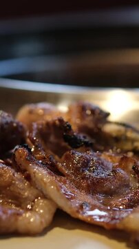 grilled underbelly fried bacon grilled fried meat with lard