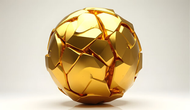 Golden Geometric Layered Orb 3D - Powered by Adobe