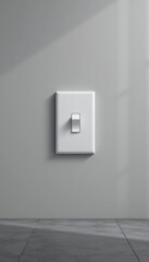 Simple white light switch on a textured gray wall with soft light