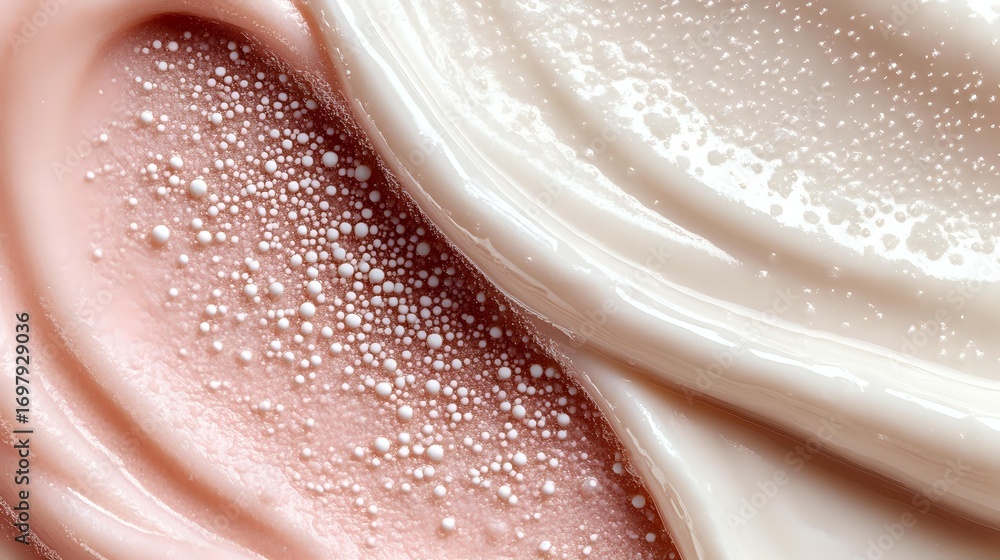 Aufkleber luxurious rose gold and cream abstract background with sparkling bubbles and smooth silky waves crea
