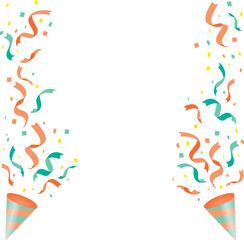 This party cracker set is perfect for a festive celebration. It contains confetti, ribbons, and paper tape, light blue, orange, yellow. / パーティークラッカーセット にぎやか お祝い 楽しい 華やか 紙吹雪 リボン 紙テープ 水色 オレンジ 黄色