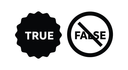 true false symbols contrasted in black and white design