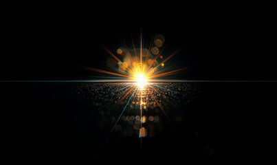 Explosive light burst with golden rays and subtle particles. Use as a background or screen effect...