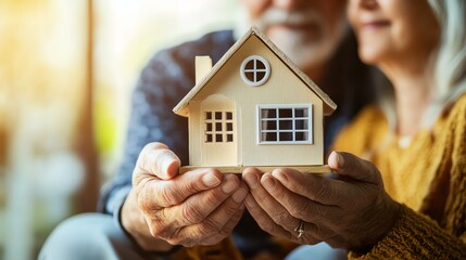 Couple holding a model of their dream home.