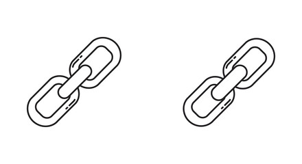 two chain links side by side on white background
