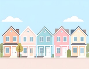Row of Pastel Houses