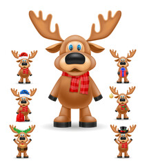 сhristmas deer person character new year holiday symbol vector illustration isolated on white background