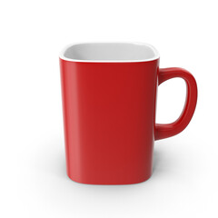 3d Red ceramic coffee mug isolated on transparent background PNG